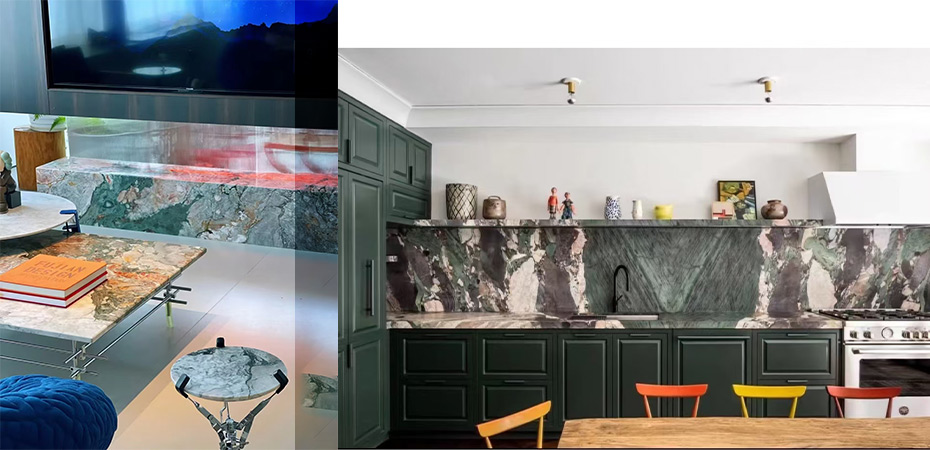 Four Seasons Green Marble Cabinets