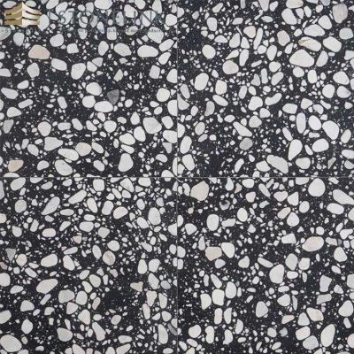 Black terrazzo tile