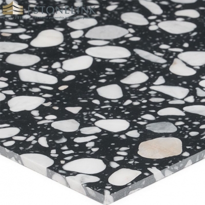 Black terrazzo tile