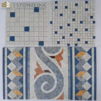 Marble mosaic floor border inlay