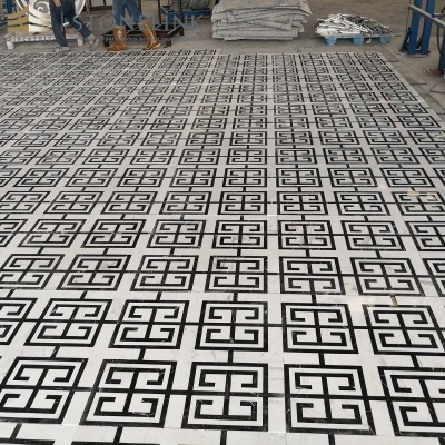 Geometric square marble mosaic tile