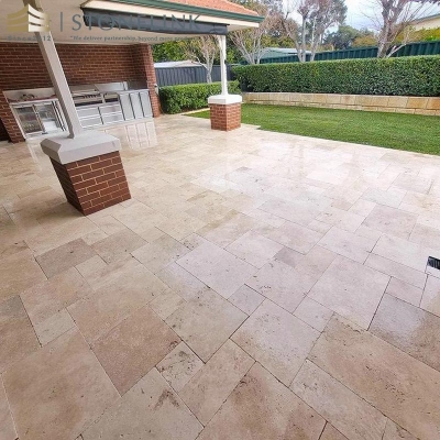 Beige limestone paving tile