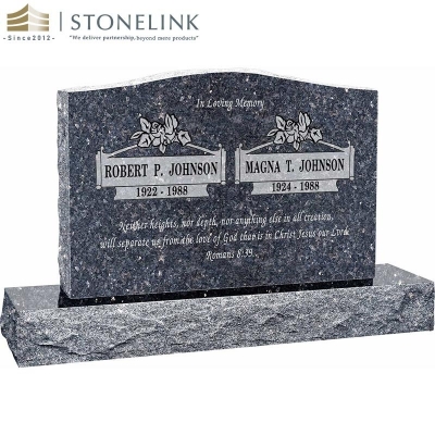 Colorful granite upright headstone