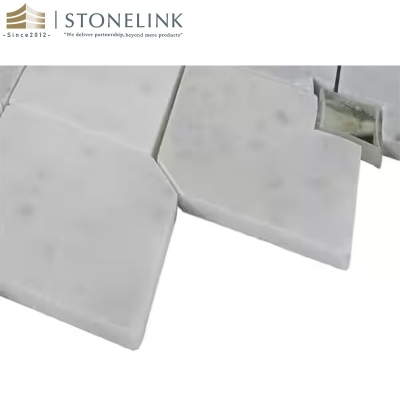 Carrara White polished rhomboic marble mosaic