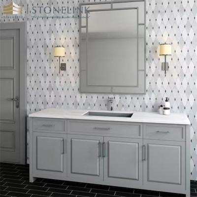 Carrara White court-style polished marble mosaic