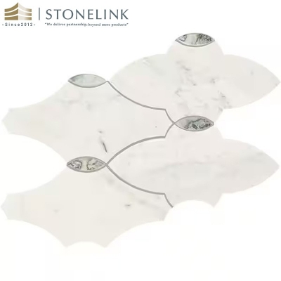 Carrara White court-style polished marble mosaic